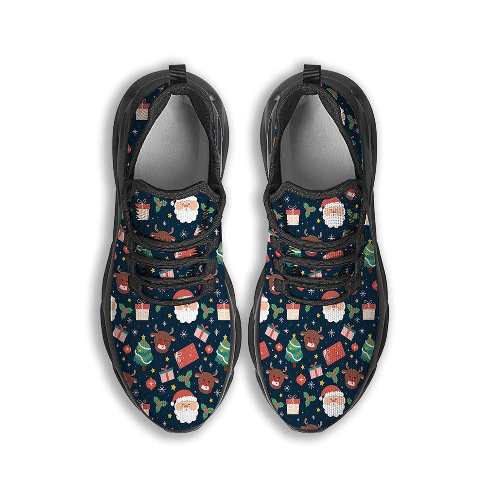 Reindeer Christmas Santa Print Pattern Black Max Soul Shoes, Christmas Sneakers, Christmas Shoes, Christmas Clunky Sneaker