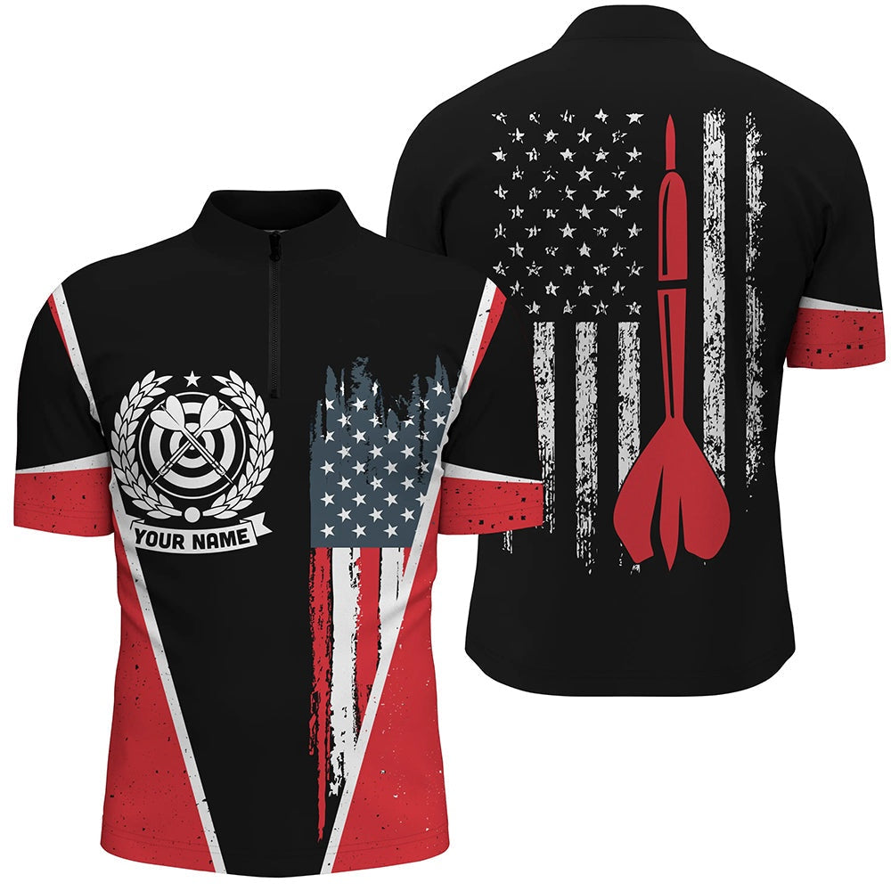 Retro American Flag Darts Jersey Shirt Custom Name Patriotic Darts Jerseys For Me, Darts Team Jersey Shirt