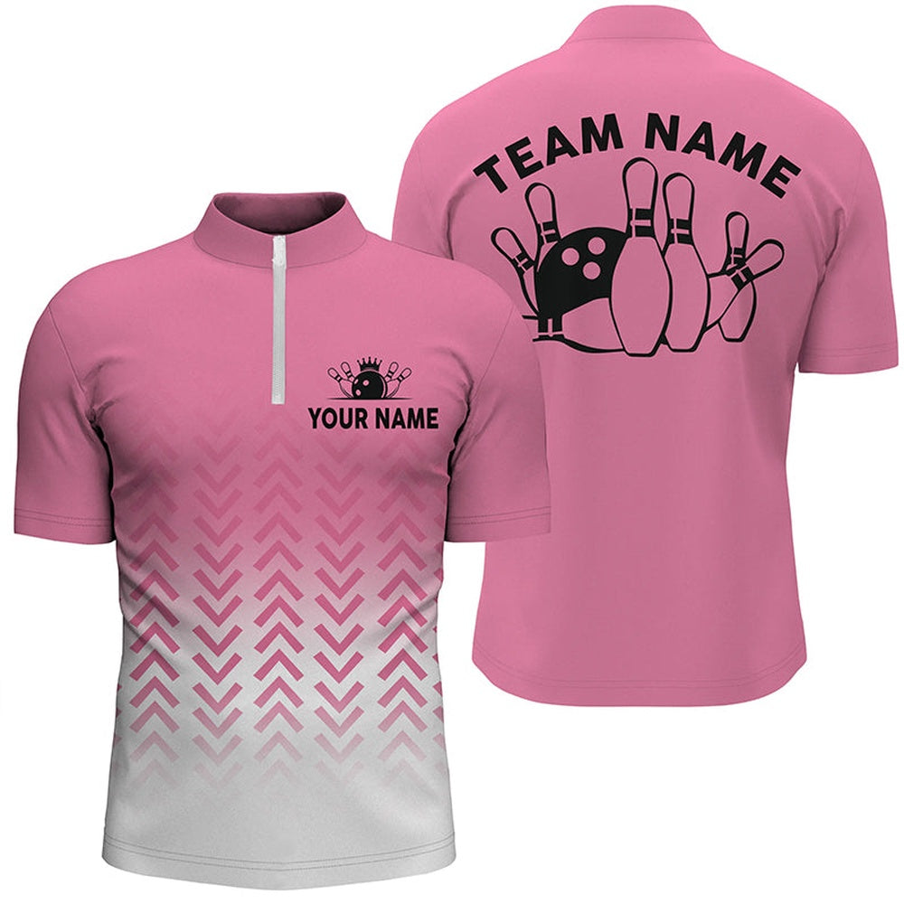 Retro Bowling Jersey Shirt For Men Custom Team Bowling Jerseys, Gifts For Bowlers Pink, Bowling Jersey Shirt