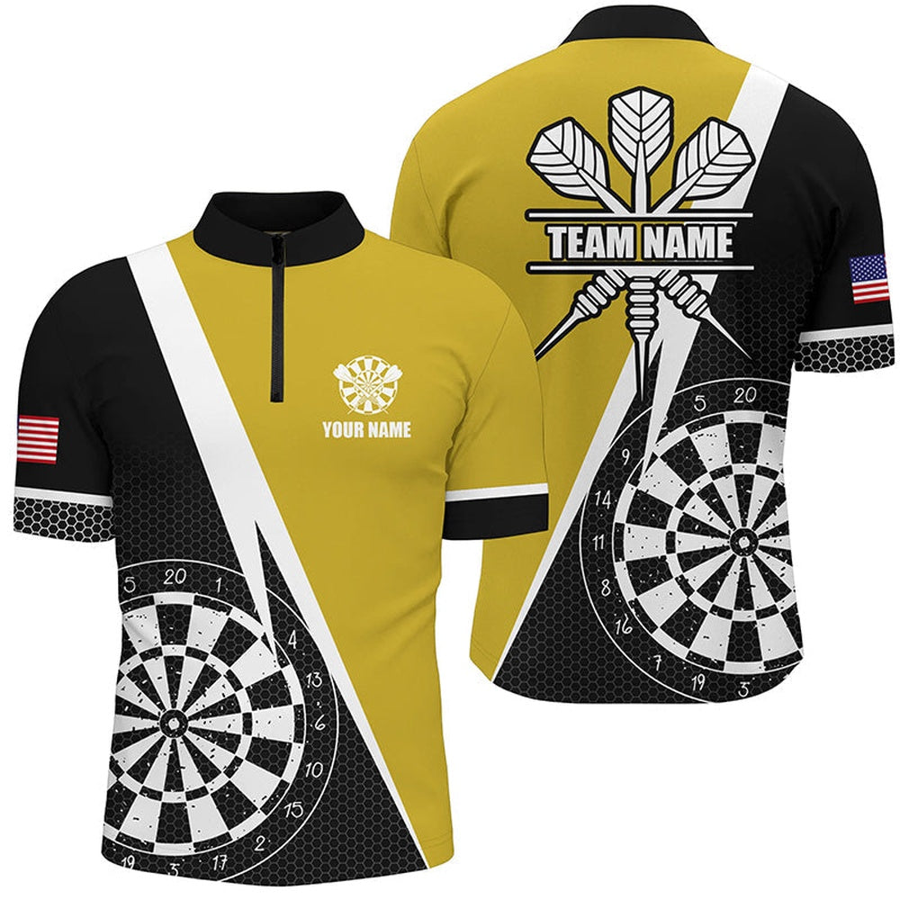 Retro Darts Board Men Darts Jerseys Shirts Custom Darts Team Jersey Uniform Yello, Darts Team Jersey Shirt