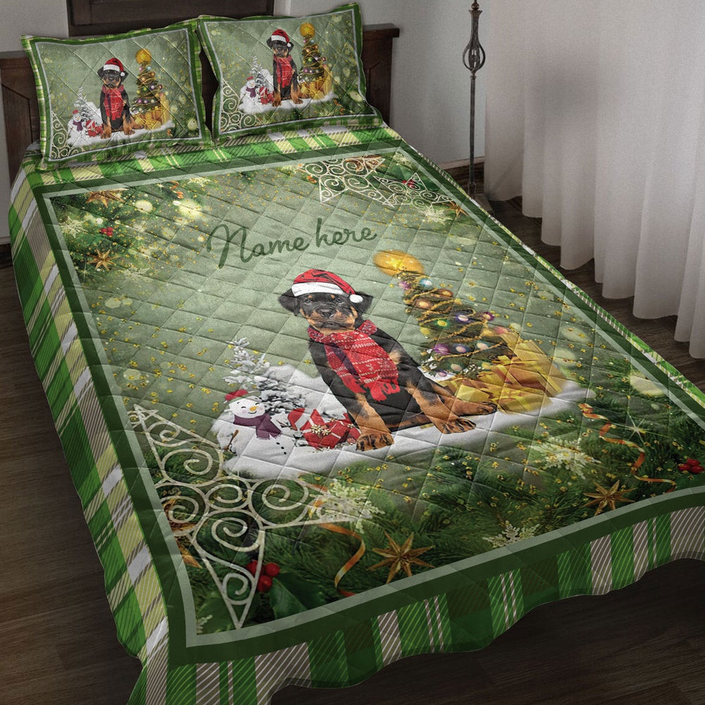 Rottweilermas Tree String Lights Bedding Set, Christmas Beddings, Xmas Bedding Sets