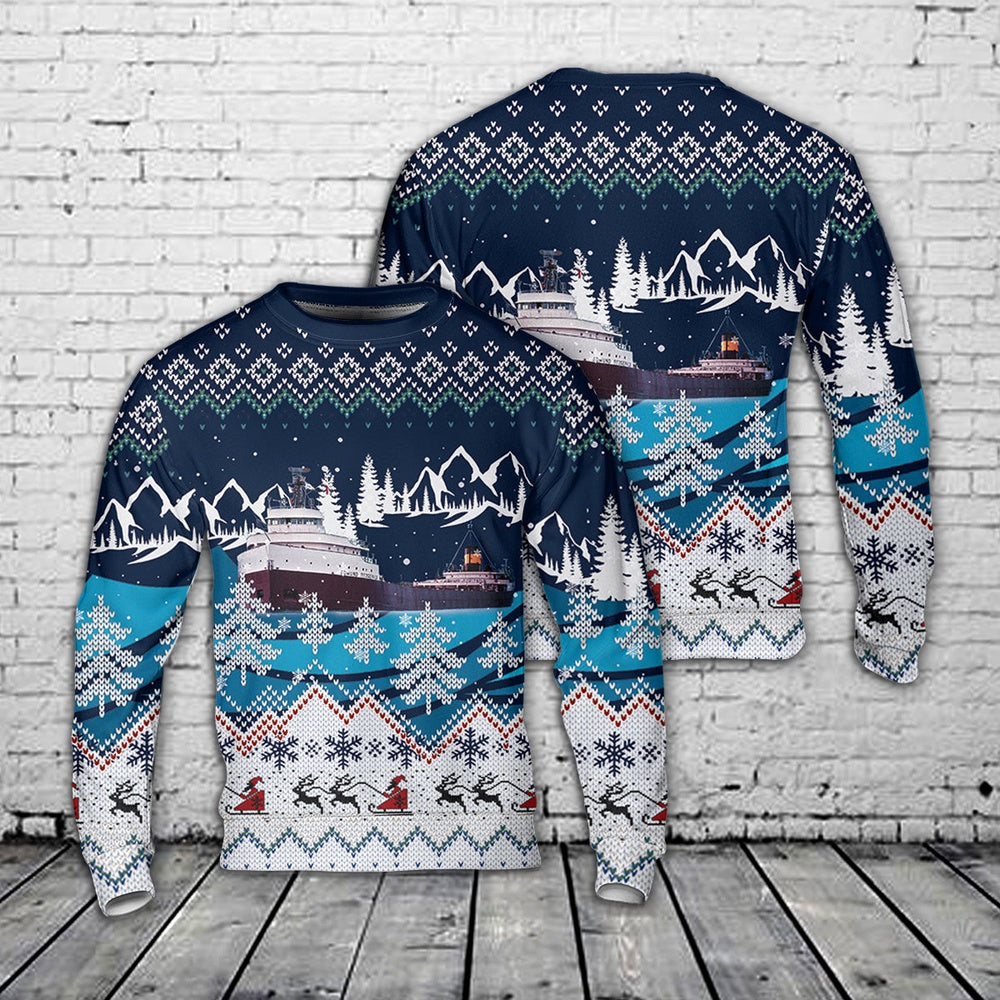 SS Edmund Fitzgerald Christmas AOP Sweater, Christmas Ugly Sweater, Sweater Xmas, Ugly Sweater