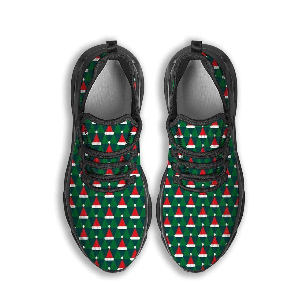 Santa Hats Christmas Print Pattern Black Max Soul Shoes, Christmas Sneakers, Christmas Shoes, Christmas Clunky Sneaker