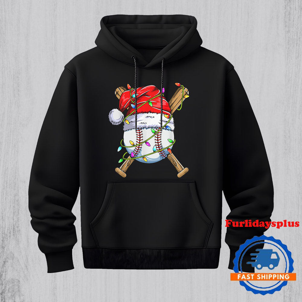 Santa Sports Design For Men Boys Christmas Baseball Player Hoodie, Christmas T Shirt, Christmas Sweatshirt