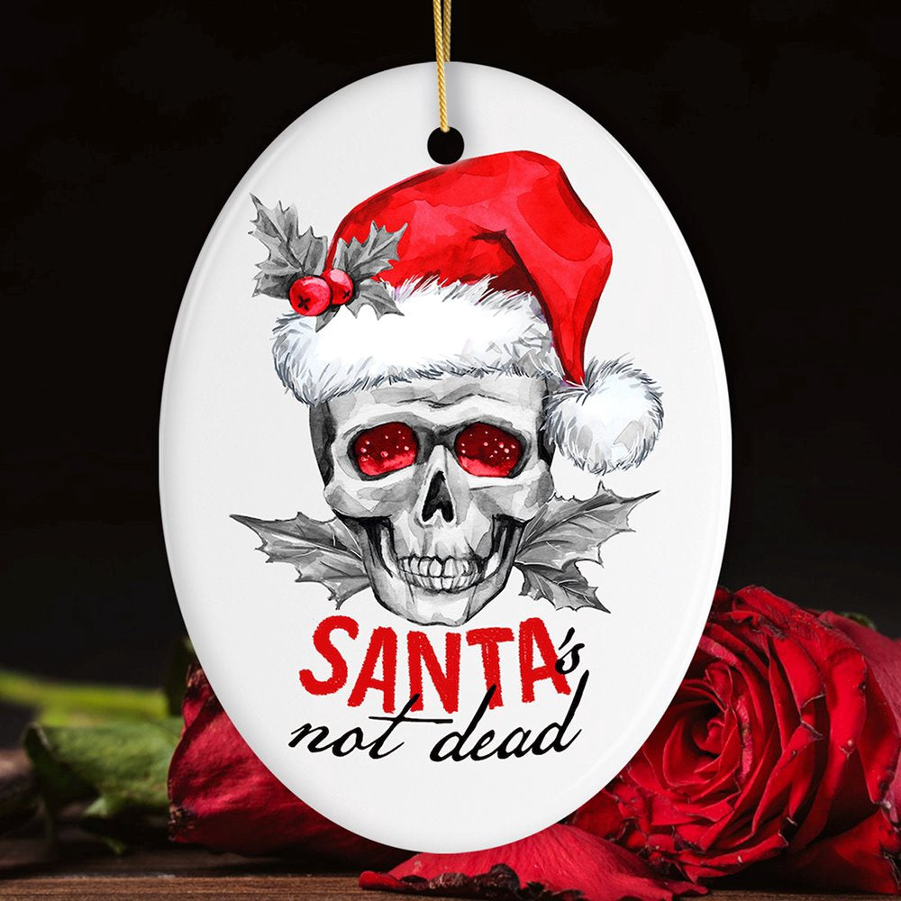 Santa is Not Dead Skull Christmas Ornament, Christmas Ornament
