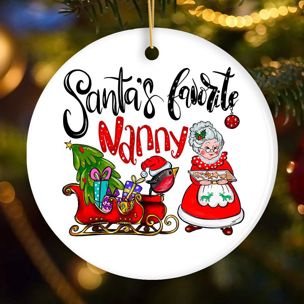 Santa’s Favorite Nanny Christmas Ornament, Babysitter Appreciation Gift, Christmas Ornament