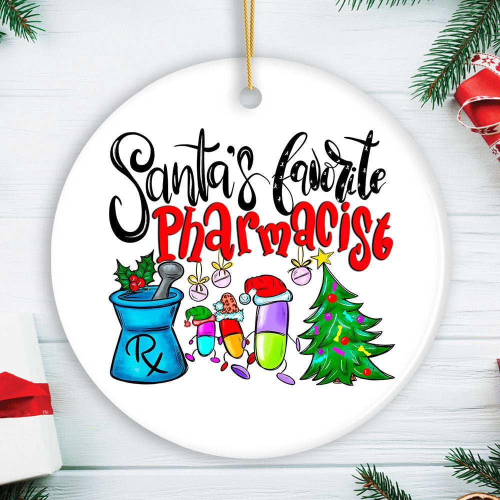 Santa’s Favorite Pharmacist Christmas Ornament, Pharmacy Appreciation Gift, Christmas Ornament