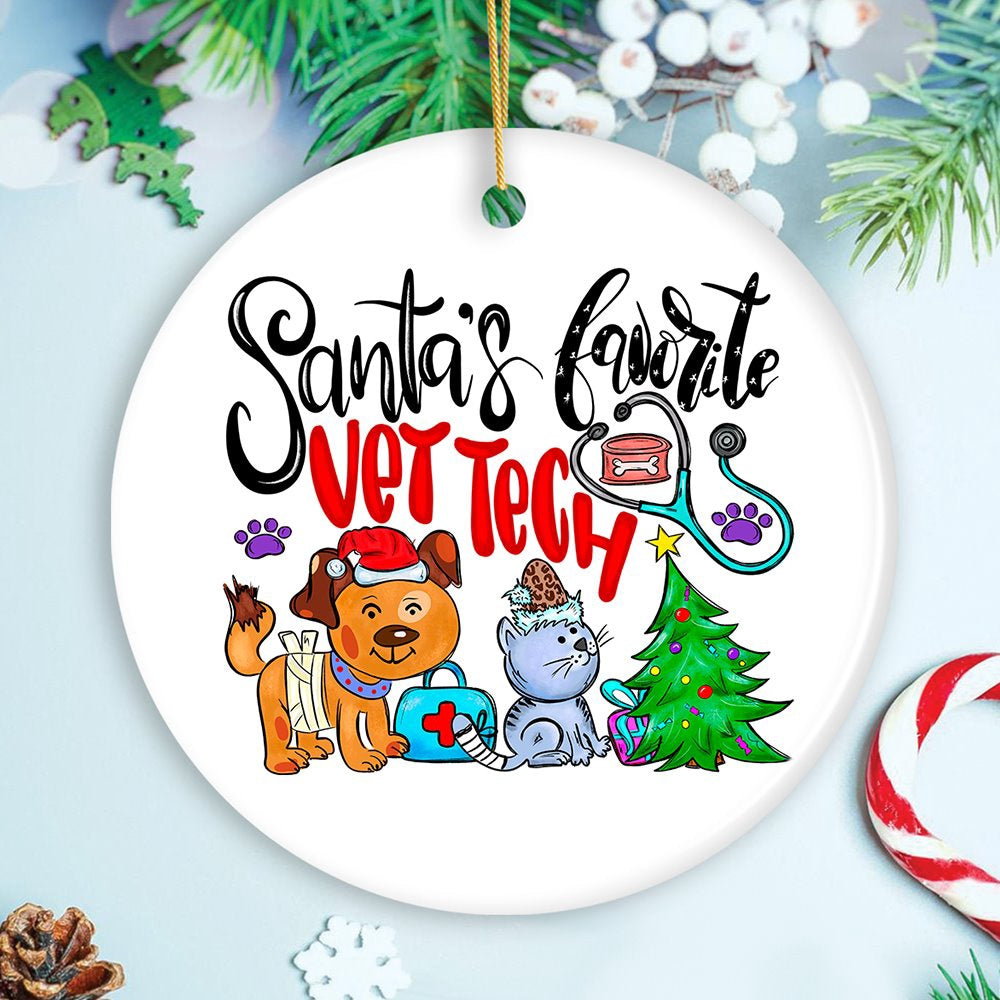 Santa’s Favorite Vet Tech Christmas Ornament, Appreciation Gift for Veterinary Technician, Christmas Ornament