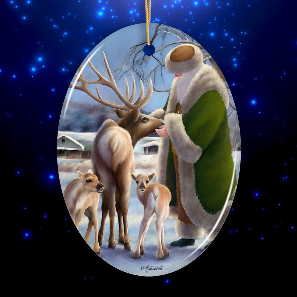 Santa's Reindeer Farm Christmas Ornament, Christmas Ornament