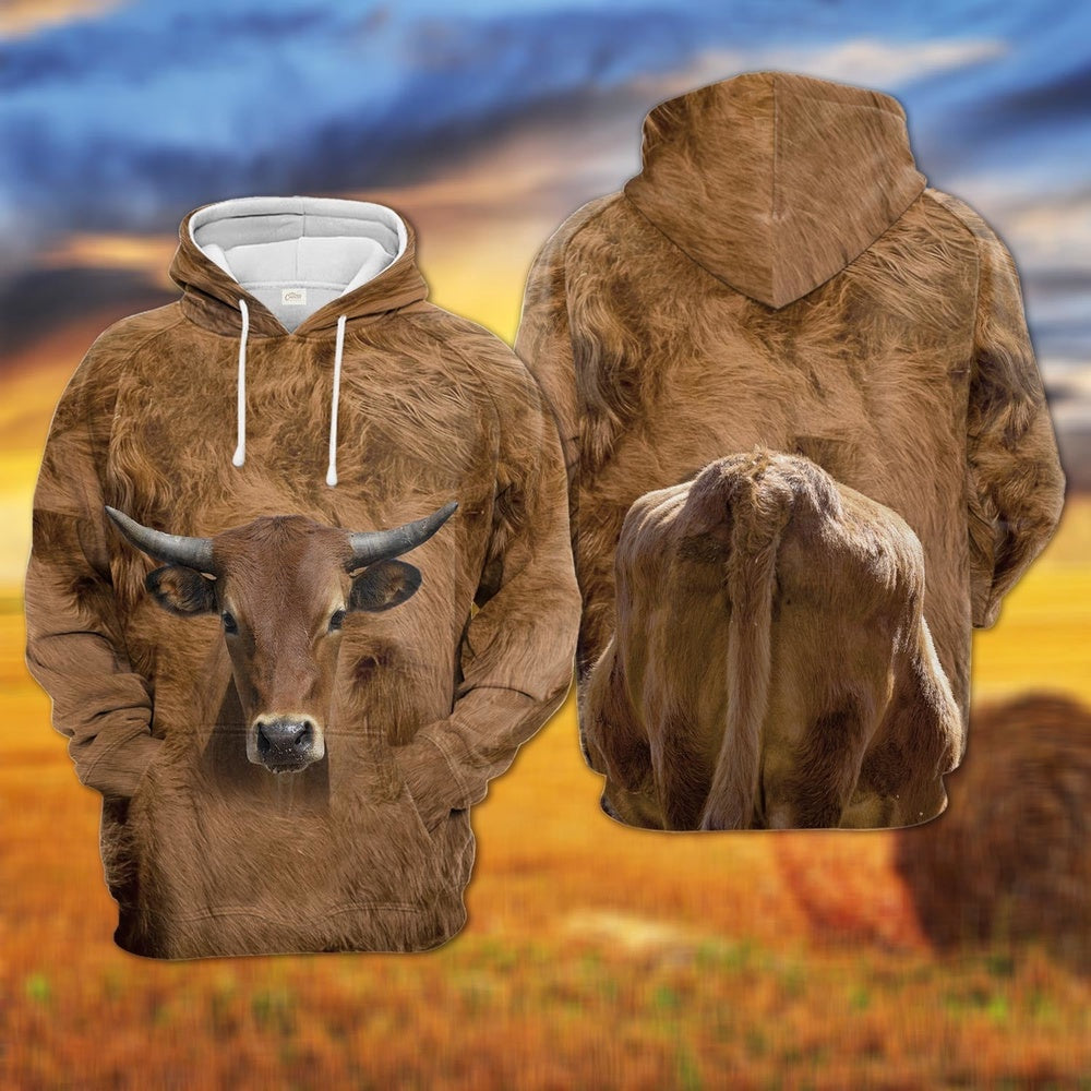 Shorthorn All Over Printed Hoodie, Farmer Hoodie, Farm Themed Shirts, Farm Tee Shirts