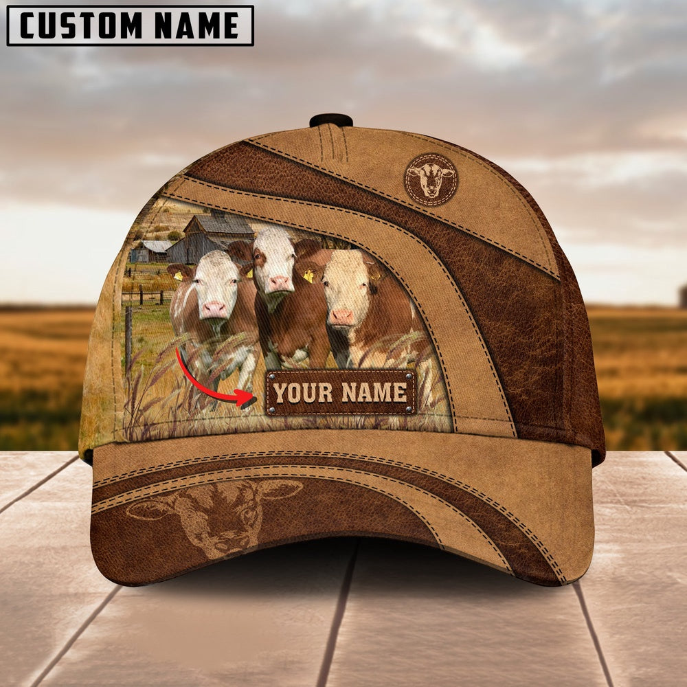 Simmental Cattle Customized Name Brown Cap, Farmer Cap, Cap For Farmers, Best Farm Hat, Farm Use Hat