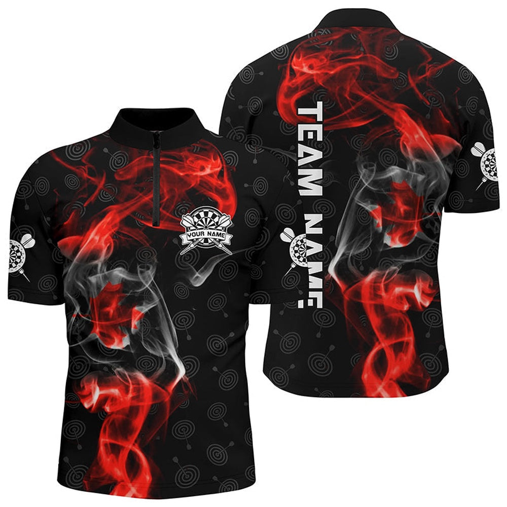 Smoky Canada Flag Darts Jerseys Shirt Custom Patriotic Darts Shirt For Men Dart Jersey, Darts Team Jersey Shirt