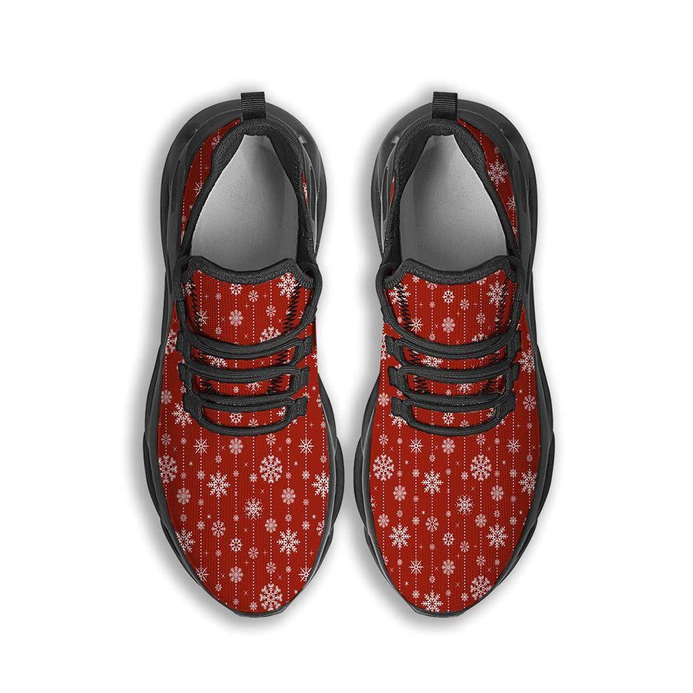 Snowflakes Merry Christmas Print Pattern Black Max Soul Shoes, Christmas Sneakers, Christmas Shoes, Christmas Clunky Sneaker