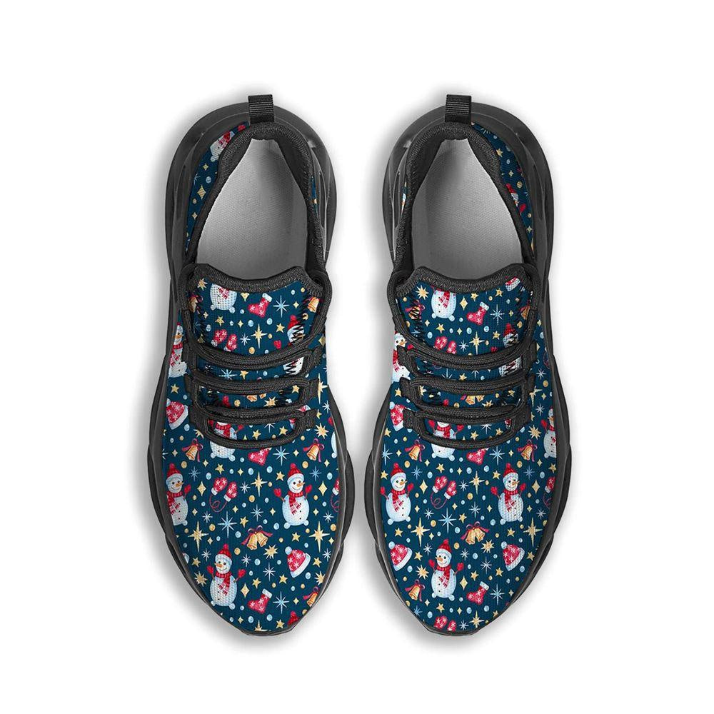 Snowman Christmas Print Pattern Black Max Soul Shoes, Christmas Sneakers, Christmas Shoes, Christmas Clunky Sneaker