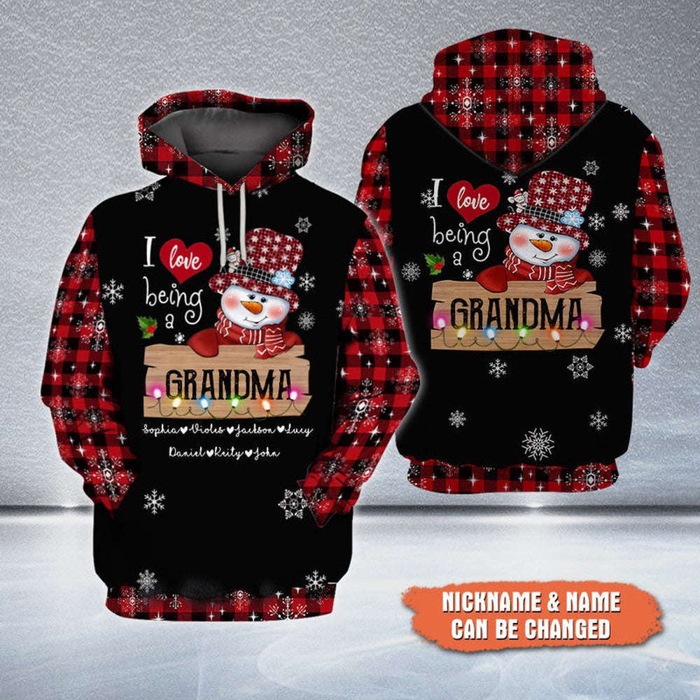 Snowman Nana Mom Christmas Custom Name All Over Print Shirt, Christmas Hoodie, Christmas Sweatshirt