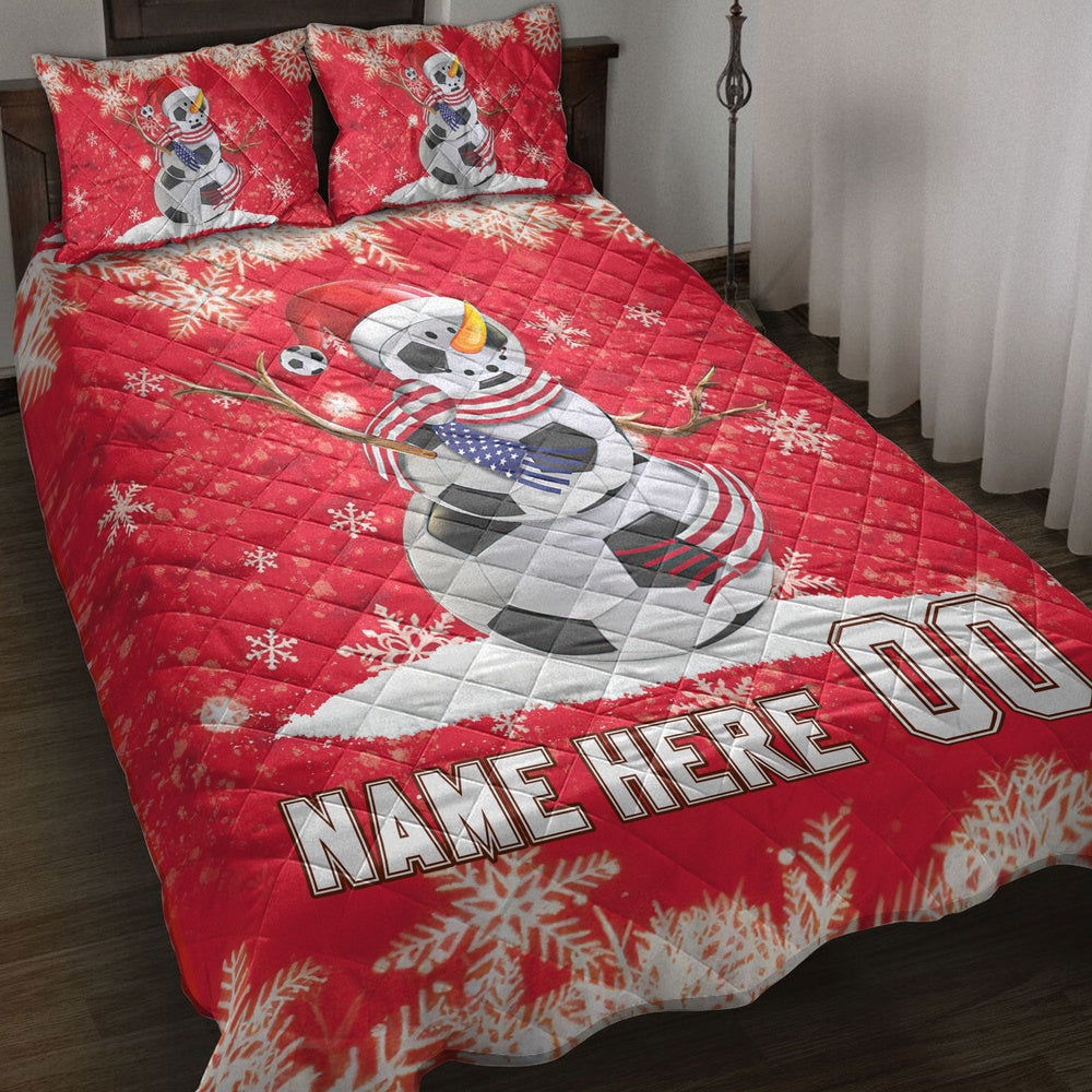 Soccer Snowmanmas Bedding Set, Custom Bedding Set, Christmas Beddings, Xmas Bedding Sets
