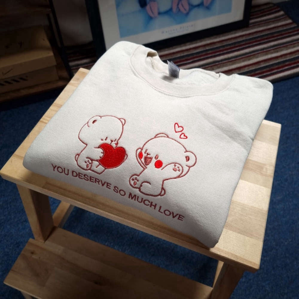 Spread Love Embroidered Sweatshirt 2D Crewneck Sweatshirt Best Gift For Family, Christmas Embroidered, Christmas Gifts