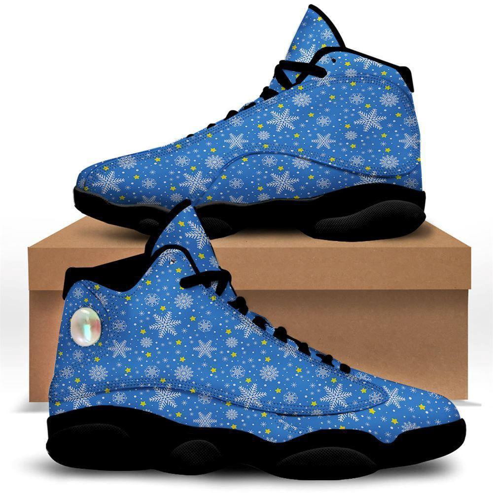 Stars And Christmas Snowflakes Print Basketball Shoes, Christmas Basketball Shoes, Christmas Shoes