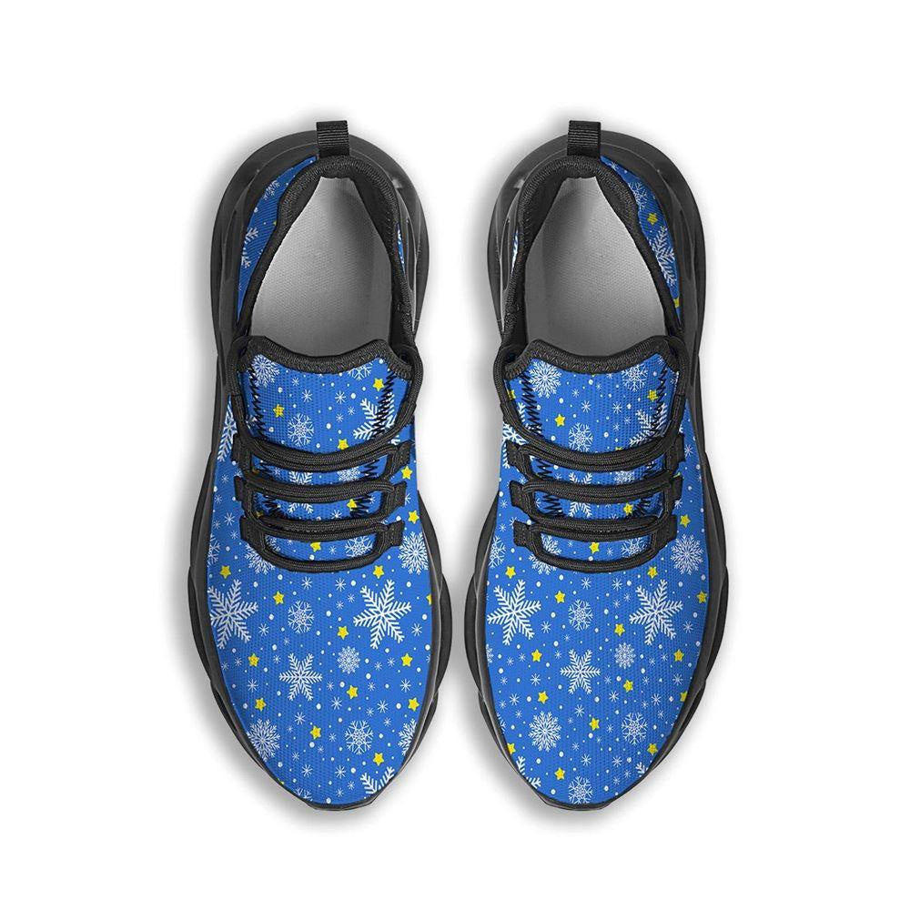 Stars And Christmas Snowflakes Print Black Max Soul Shoes, Christmas Sneakers, Christmas Shoes, Christmas Clunky Sneaker