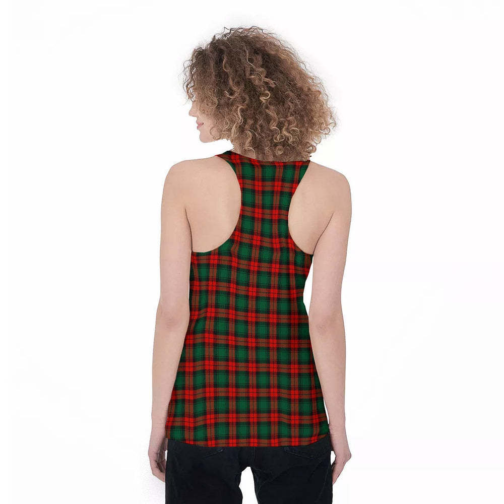 Tartan Christmas Print Pattern Women's Racerback Tank Top, Christmas Tank Top, Women Christmas Clothing