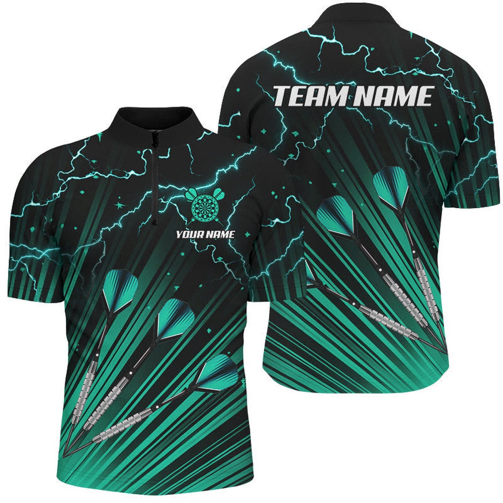 Turquoise Dart Arrow Lightning Custom Darts Jersey, Jerseys Shirts For Men, Darts Jerseys Unifor, Darts Team Jersey Shirt