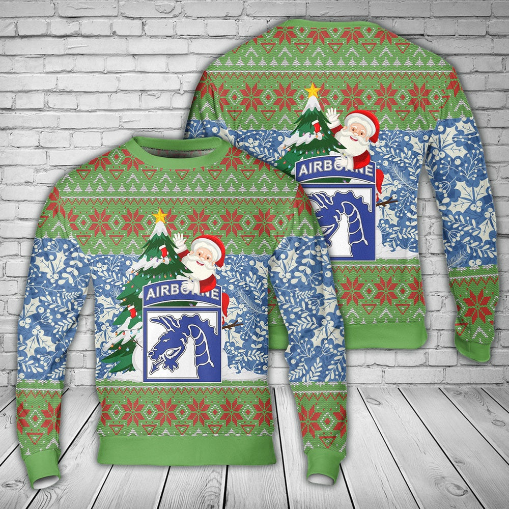 US Army 18th Airborne Corps Sky Dragons Christmas Sweater, Christmas Ugly Sweater, Sweater Xmas, Ugly Sweater