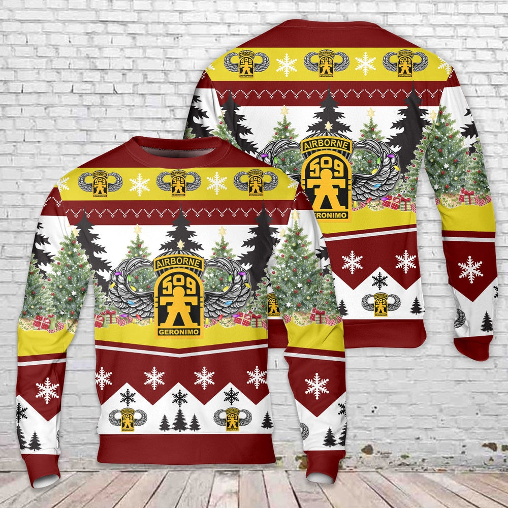 US Army 509th Parachute Infantry Regiment Geronimo Christmas Sweater, Christmas Ugly Sweater, Sweater Xmas, Ugly Sweater