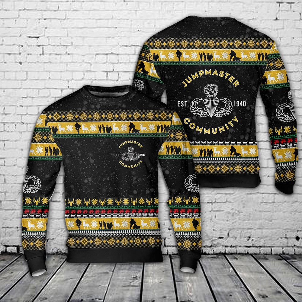 US Army Jumpmaster Community Christmas AOP Sweater, Christmas Ugly Sweater, Sweater Xmas, Ugly Sweater