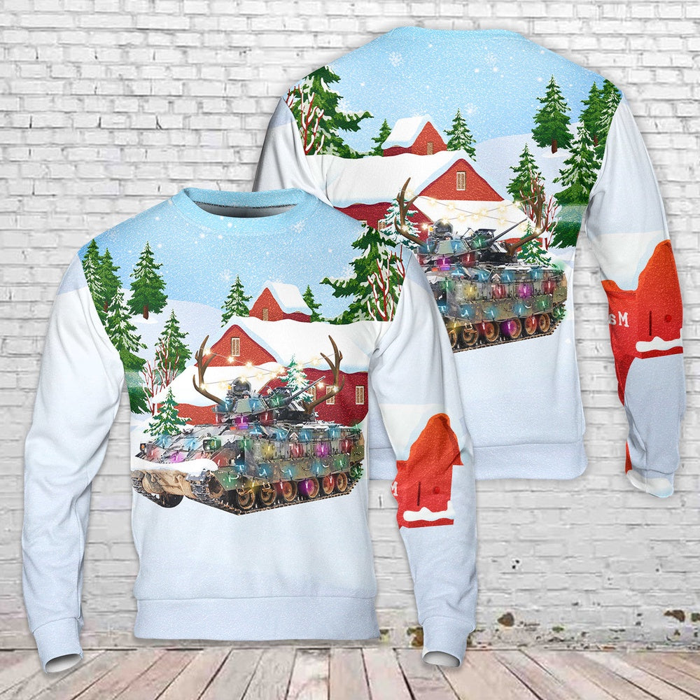 US Army M2A2 ODS Bradley Infantry Fighting Vehicle Christmas Sweater, Christmas Ugly Sweater, Sweater Xmas, Ugly Sweater
