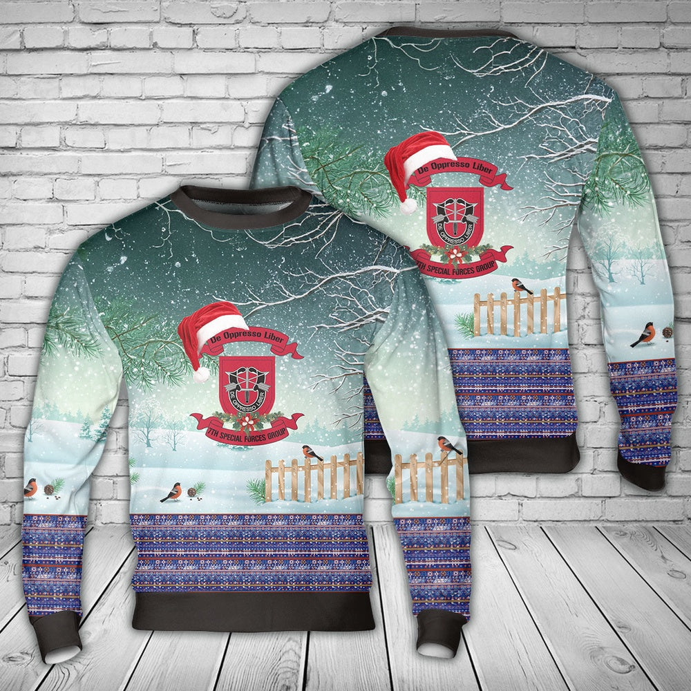 US Army Special Forces 7th Special Forces Group (Airborne) (7th SFG) (A) Christmas Sweater, Christmas Ugly Sweater, Sweater Xmas, Ugly Sweater