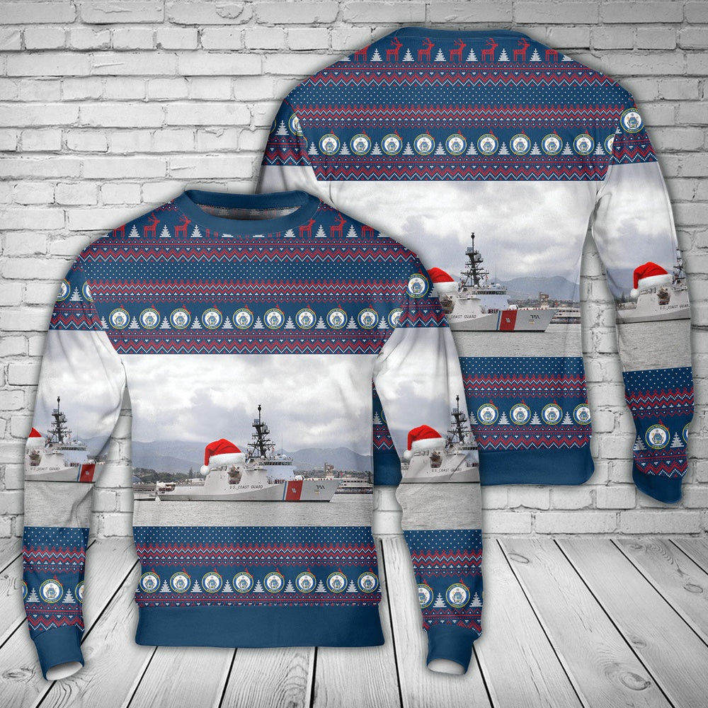 US Coast Guard Cutter Ship USCGC Waesche (WMSL-751) Christmas Sweater, Christmas Ugly Sweater, Sweater Xmas, Ugly Sweater