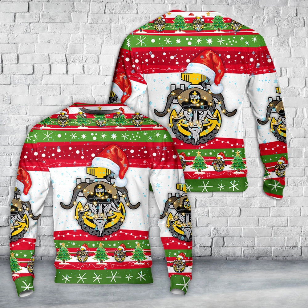 US Navy Chief with Goat head anchor Christmas Sweater, Christmas Ugly Sweater, Sweater Xmas, Ugly Sweater