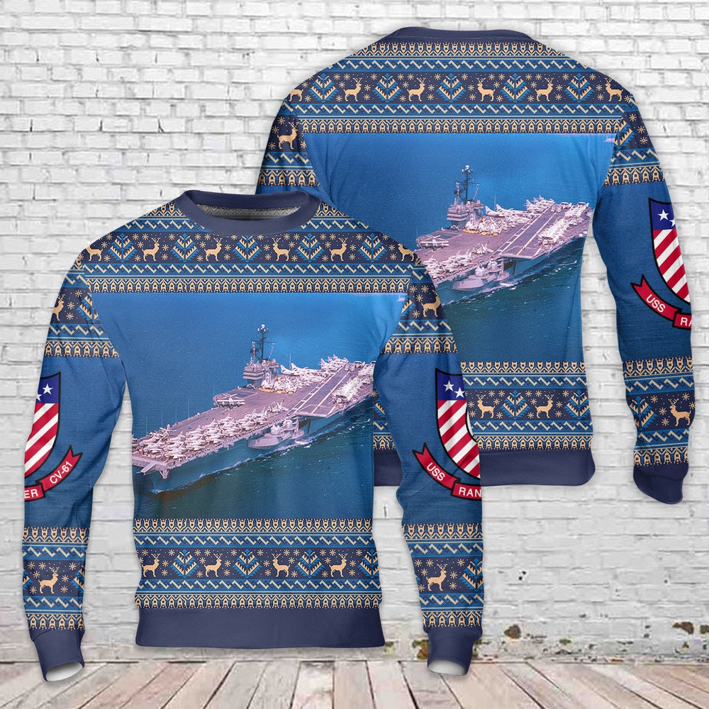 US Navy USS Ranger (CVCVA-61) Christmas Sweater, Christmas Ugly Sweater, Sweater Xmas, Ugly Sweater