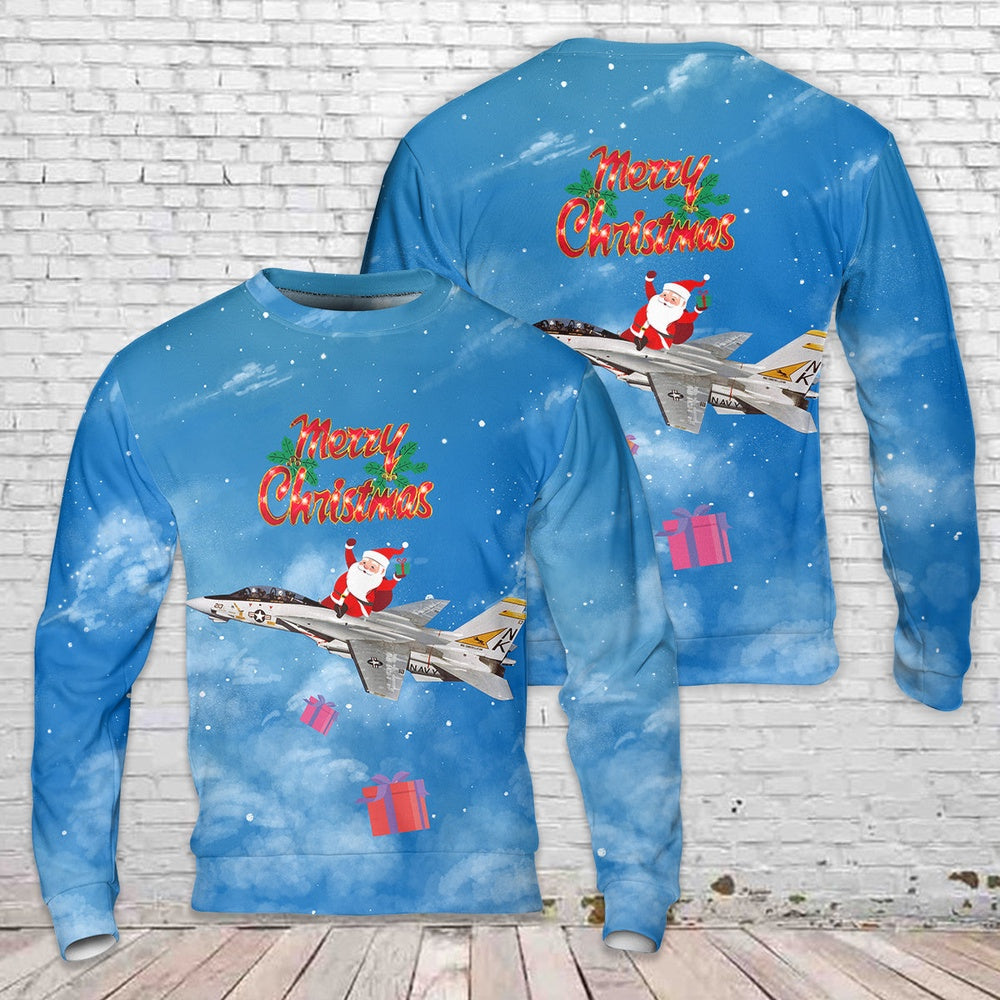 US Navy VF-21 F-14A Tomcat BuNo 161626 Christmas AOP Sweater, Christmas Ugly Sweater, Sweater Xmas, Ugly Sweater