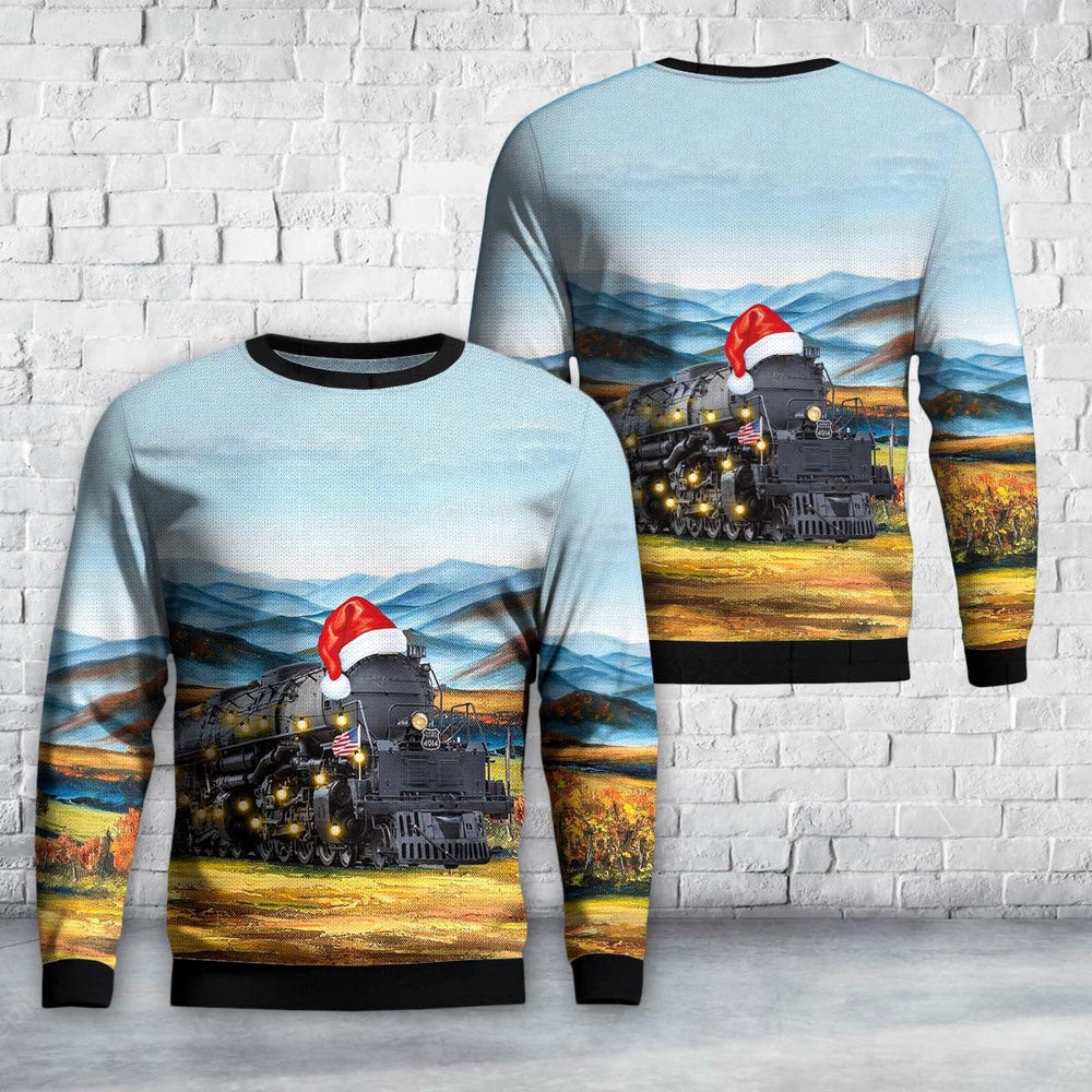 Union Pacific Big Boy No. 4014 Steam Christmas AOP Knitted Sweater, Christmas Ugly Sweater, Sweater Xmas, Ugly Sweater