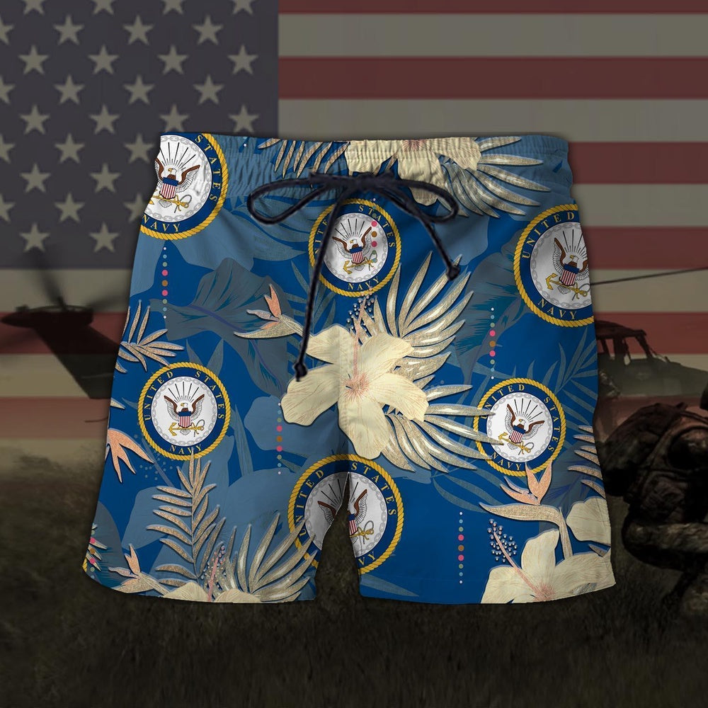 United States Navy Men Hawaiian Short, Short Military, Short Beach, Us Military Shorts, Veteran Beach