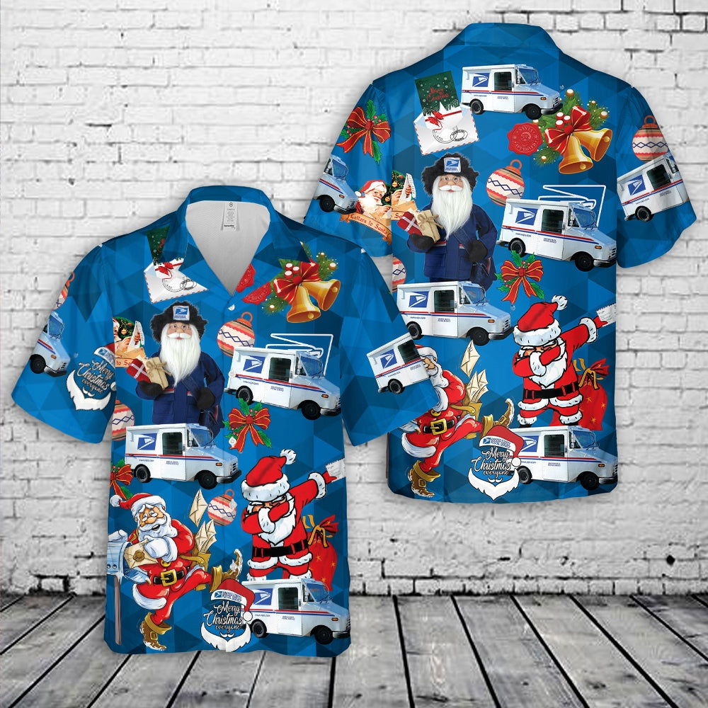 United States Postal Service Grumman LLV Christmas Hawaiian Shirt, Xmas Hawaiian Shirts, Christmas Aloha Shirts