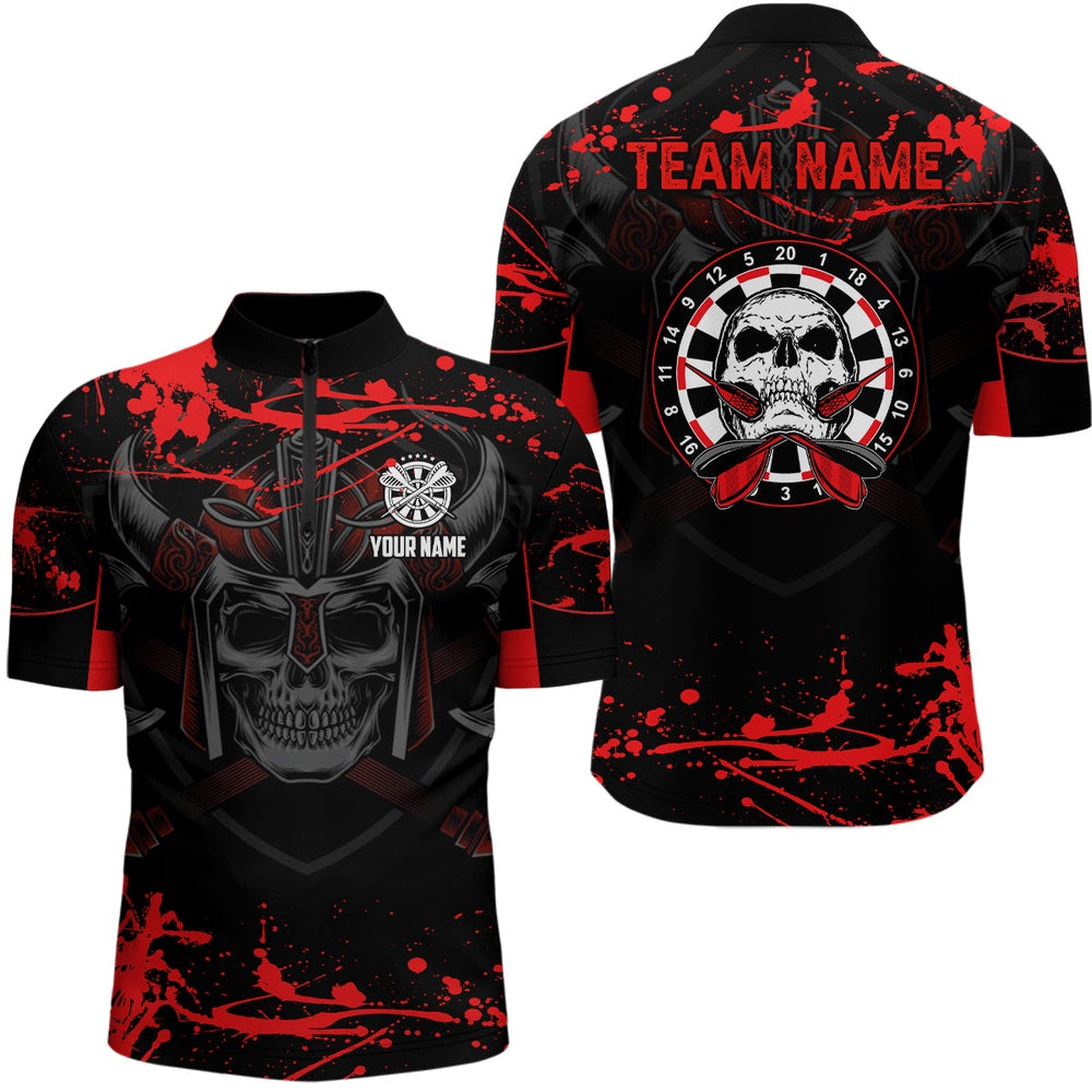 Warrior Skull Darts Jerseys Shirt Custom Red Scary Darts Shirt For Men Dart Jersey, Darts Team Jersey Shirt