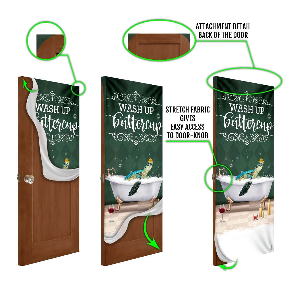 Wash Up Buttercup Turtle Door Cover, Unique Gifts Doorcover, Holiday Decor, Christmas Gift Decor