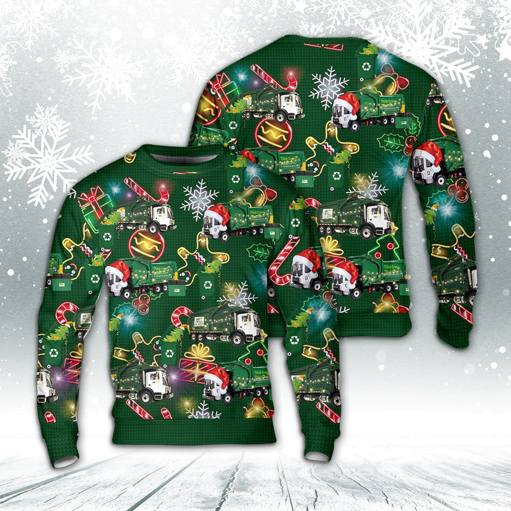 Waste Management Christmas AOP Sweater, Christmas Ugly Sweater, Sweater Xmas, Ugly Sweater