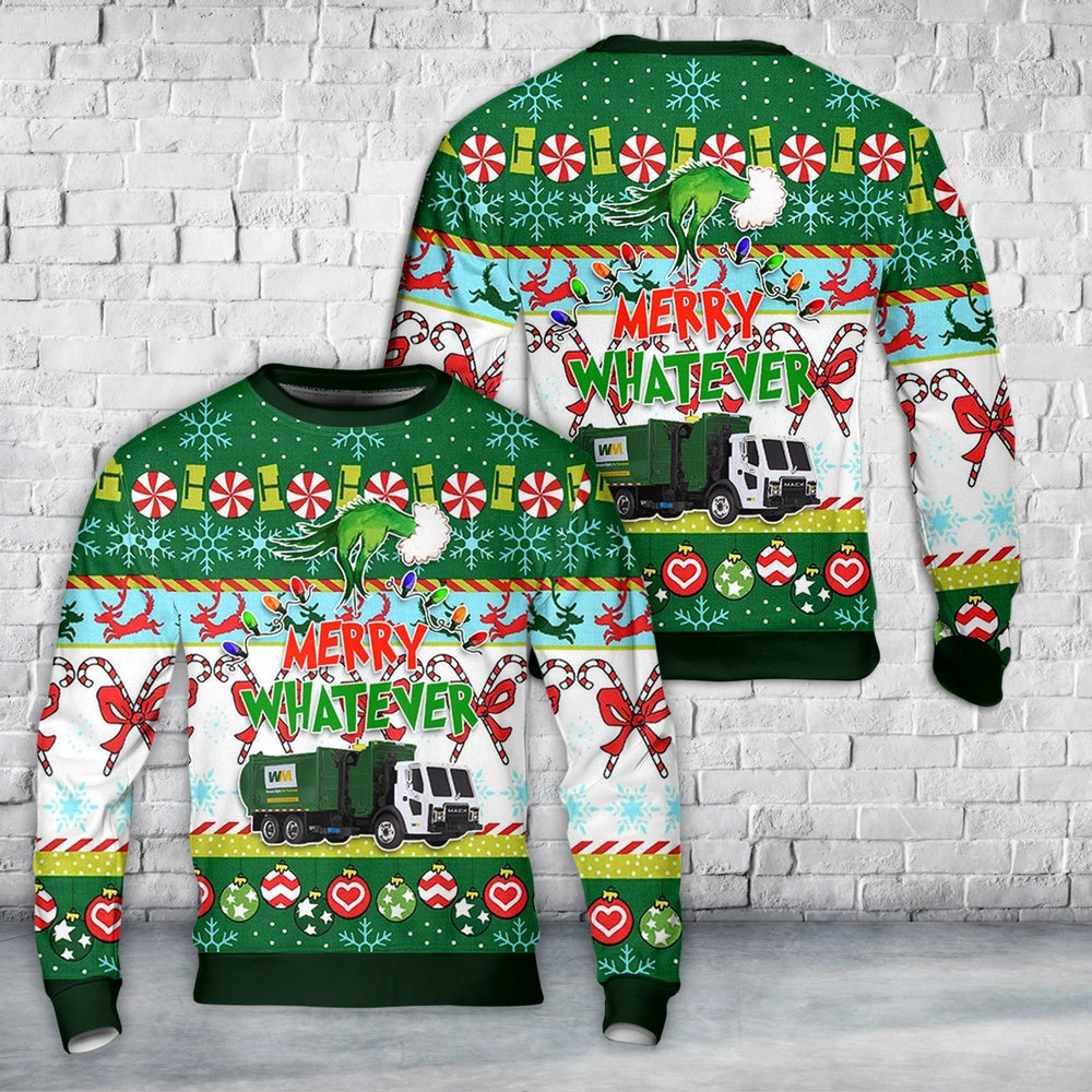 Waste Management Mack LR with McNeilus ZR Side Loader Christmas Sweater, Christmas Ugly Sweater, Sweater Xmas, Ugly Sweater