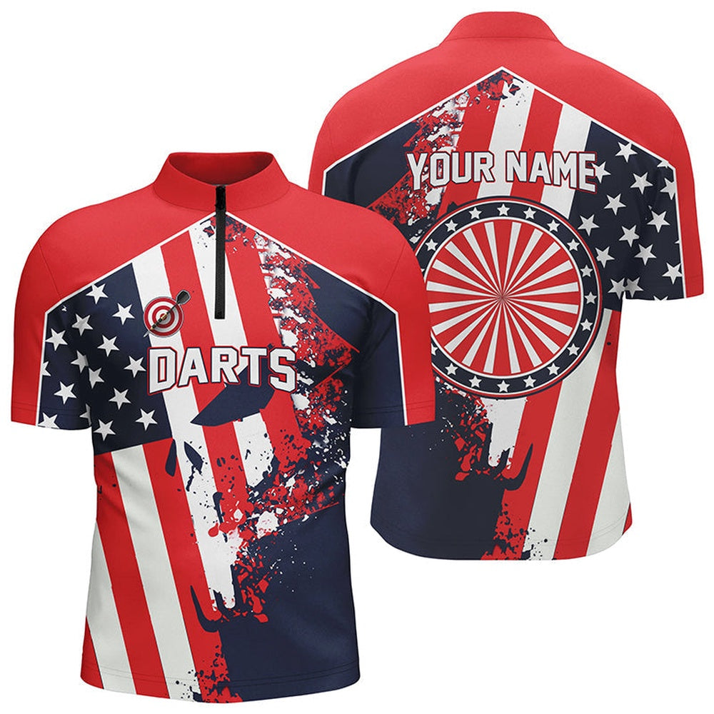 Water Color American Flag Patriotic Darts Jersey Shirt Custom Name Dart Jersey For Me, Darts Team Jersey Shirt
