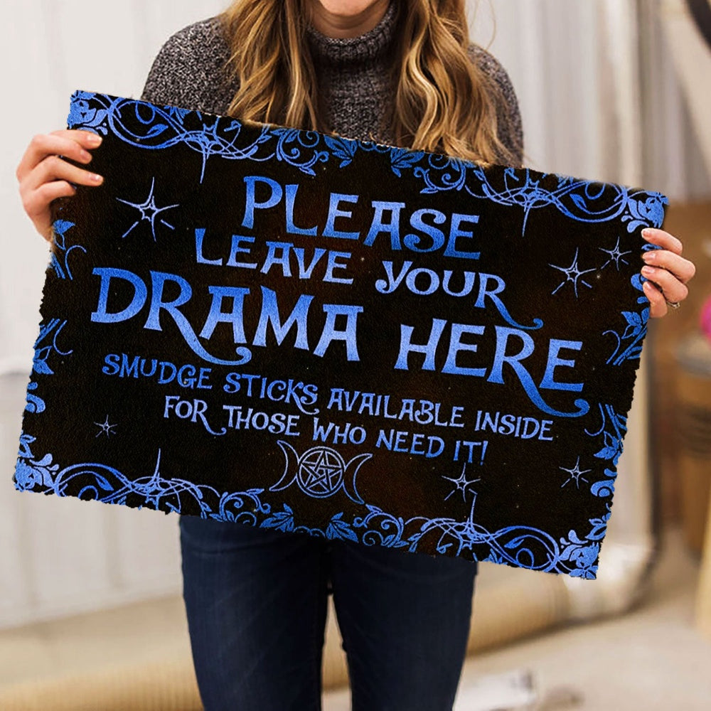 Wicca Welcome Doormat, Witch Leave Your Drama Here Wicca Witch Welcome Doormat, Indoor Outdoor Doormat Home Decor