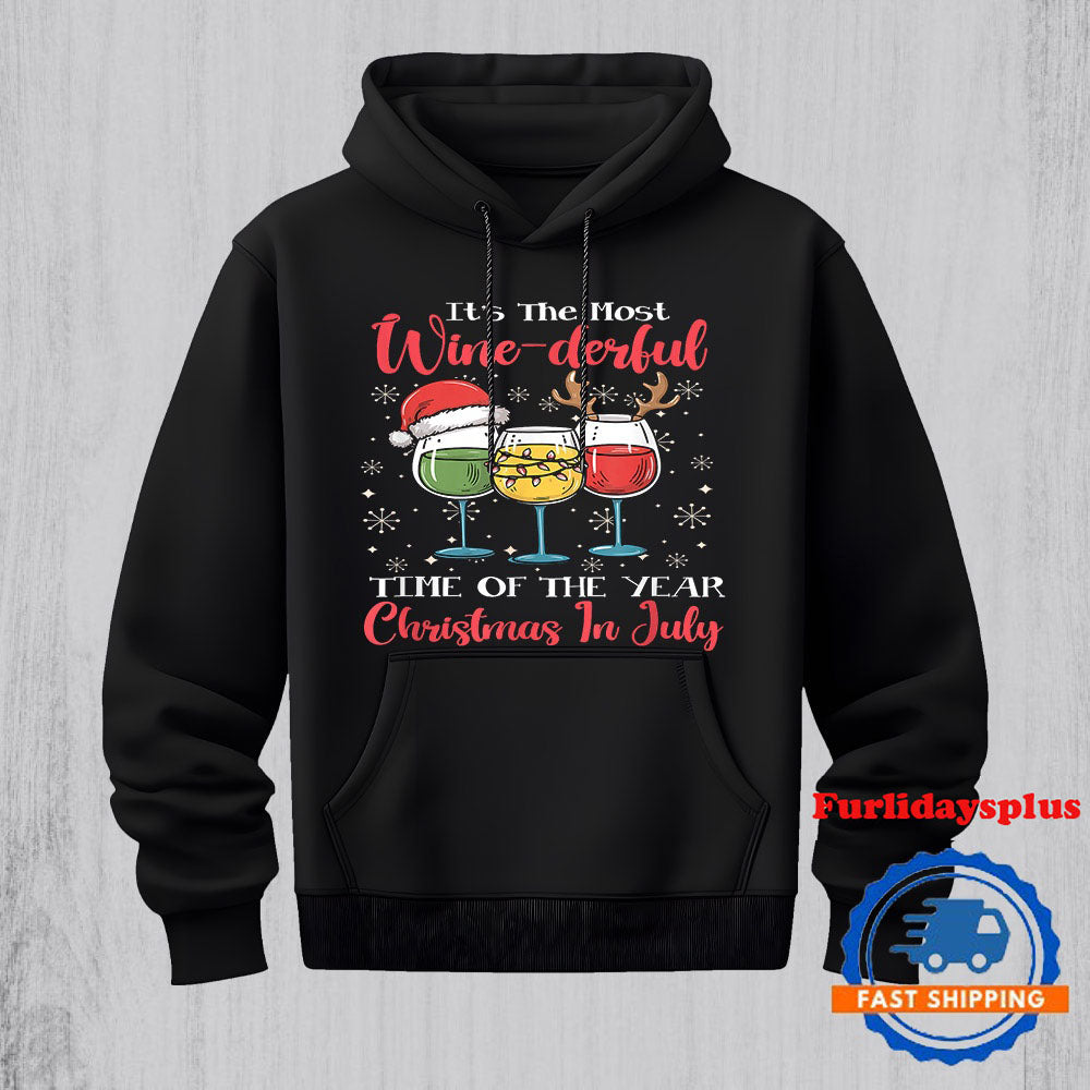 Winederful Christmas in July Holiday Summer Beach Holiday Hoodie, Christmas T Shirt, Christmas Sweatshirt