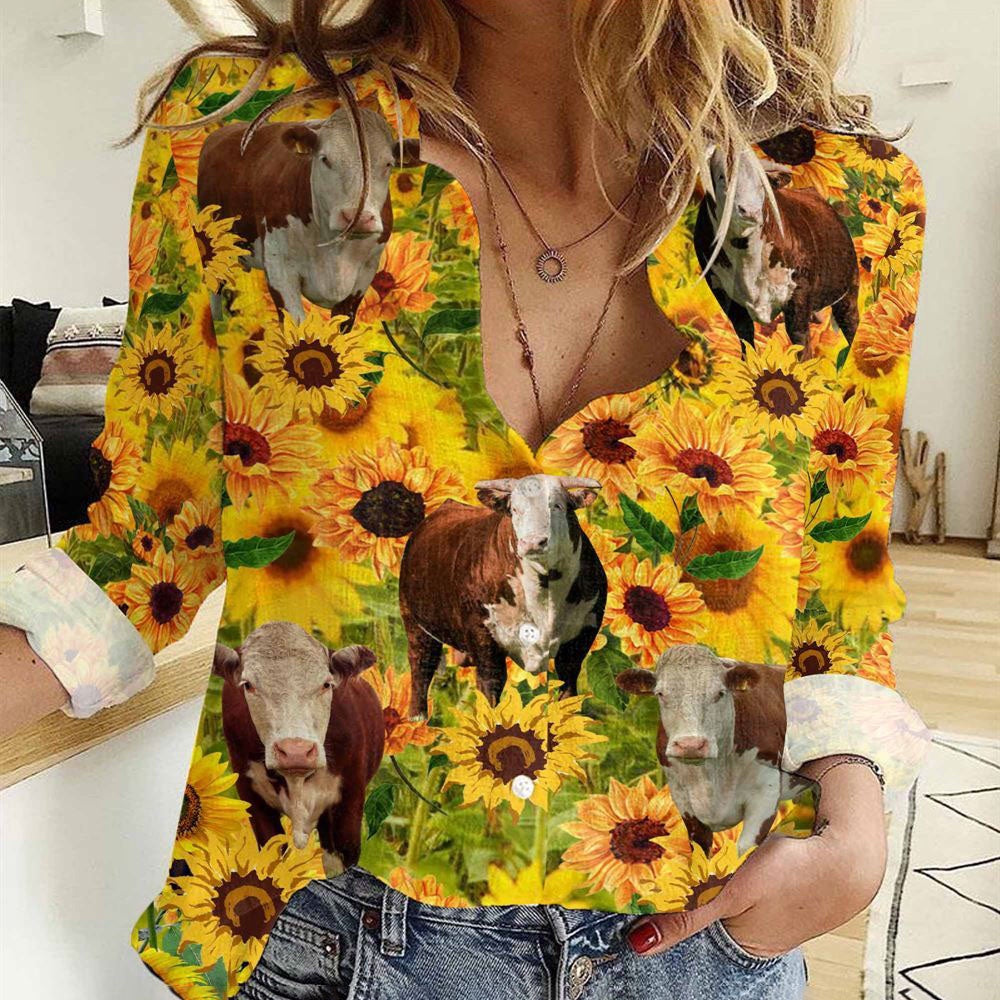 Women Casual Shirt, Sunflowers Hereford Casual Shirt, Casual Shirt, Casual Shirts For Women