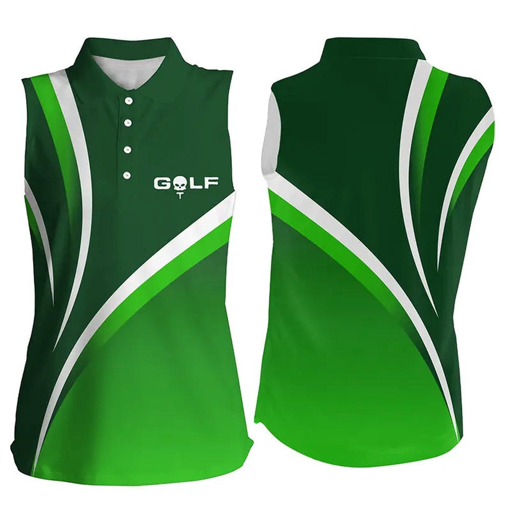 Womens Sleeveless Polo Shirts Ladies Golf Sleeveless Tops, Tournament Golf Shirts Green, Women Golf Shirts
