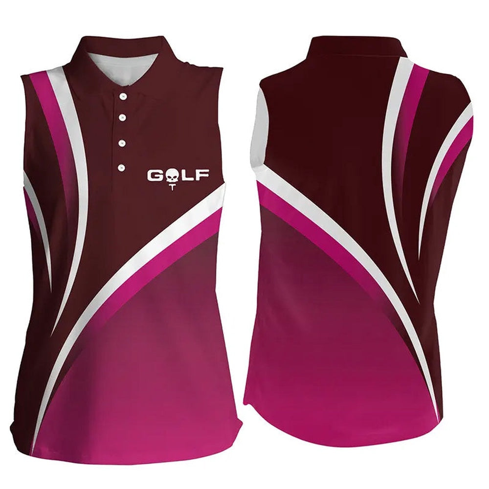 Womens Sleeveless Polo Shirts Ladies Golf Sleeveless Tops, Tournament Golf Shirts Pink, Women Golf Shirts