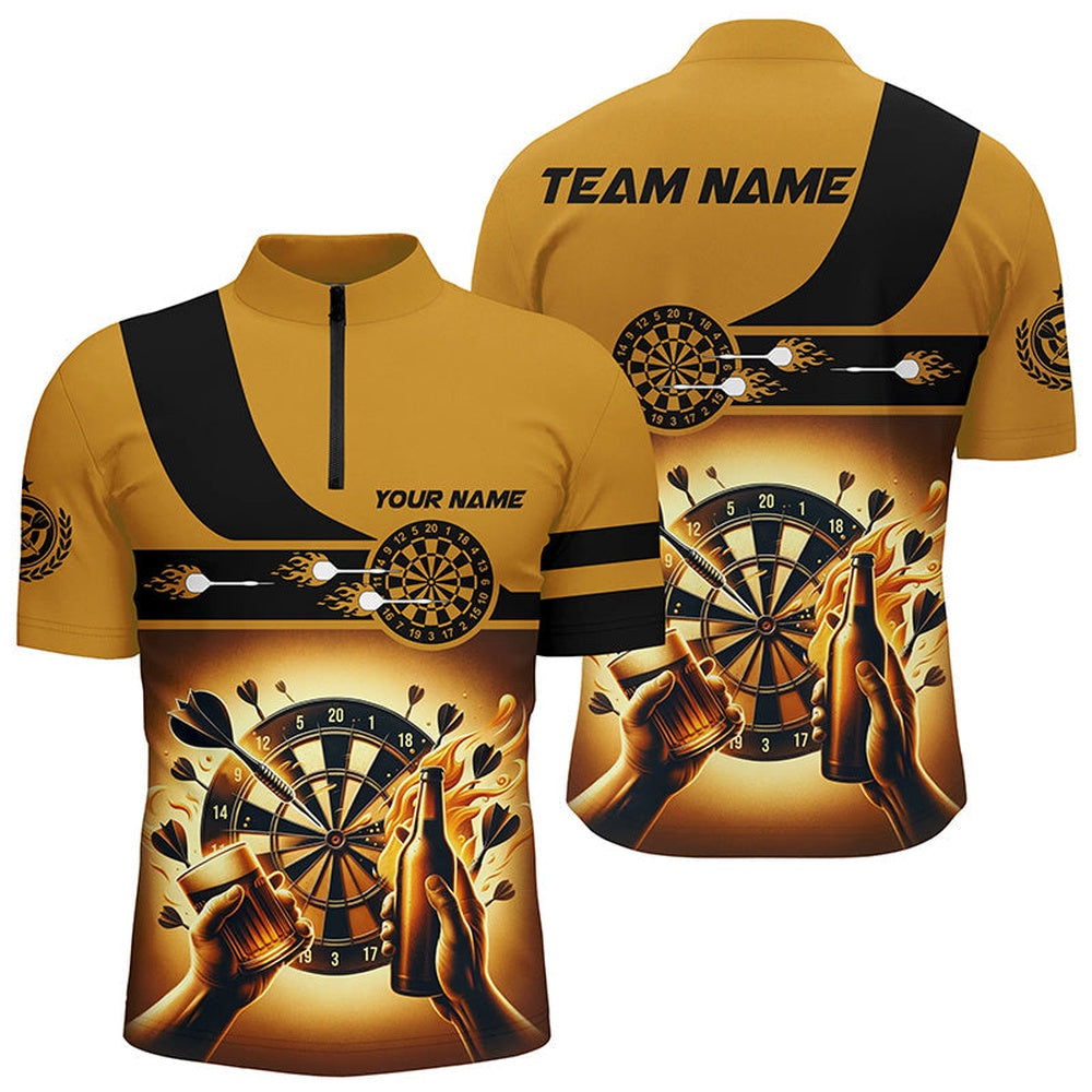 Yellow Beer Darts Jersey Shirt Custom Darts Shirt For Men Drinking Beer Dart Jersey, Darts Team Jersey Shirt