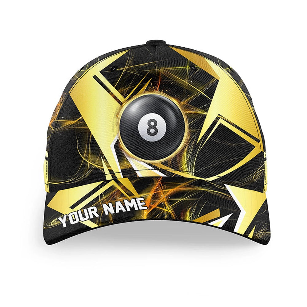 Yellow Black 8 Ball Pool Billiard Baseball Caps, Top Hats Billiard For Pool Player, Personalized Billiard Team Cap Hats