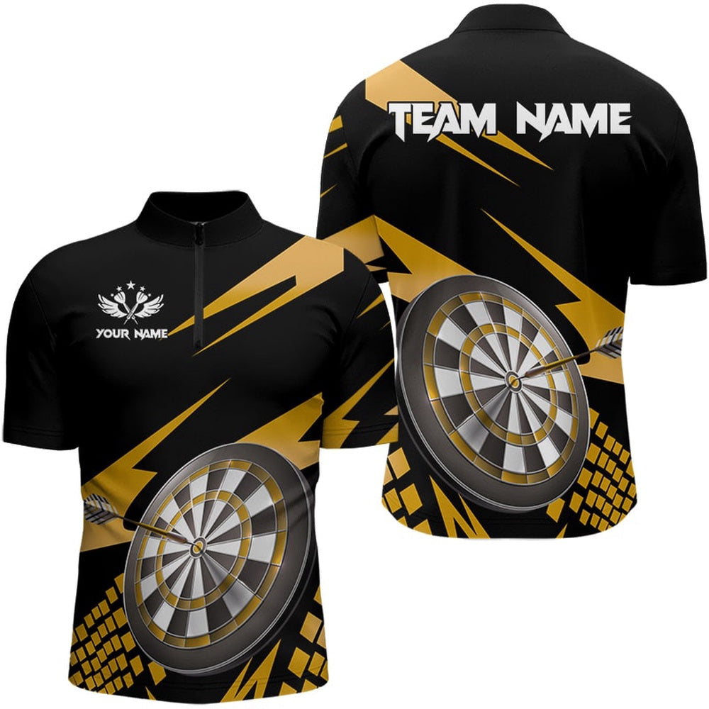 Yellow Black Custom Dart Shirts For Men, Personalized 3D Darts Board Dart Jerseys, Darts Team Jersey Shirt